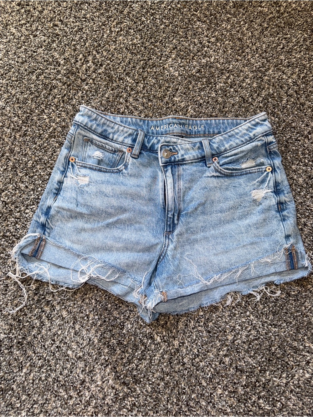 American Eagle Outfitters Light Wash Distressed Denim Shorts